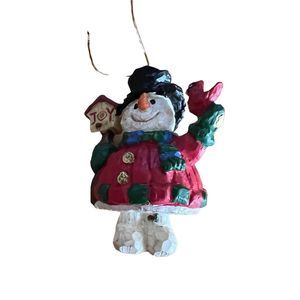 Snowman 3x2.5 Christmas Tree‎ Ornament Moving Legs Red Bird Birdhouse Winter